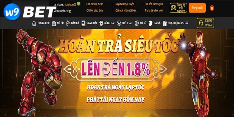 Hoàn tiền khi thua - Khuyến mại W9bet